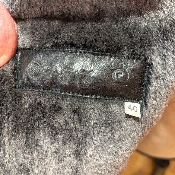 OPIFIX VTG Aviator Black Leather Shearling Lined Riri Zip Jacket Italy 40/Medium - Picture 5 of 14